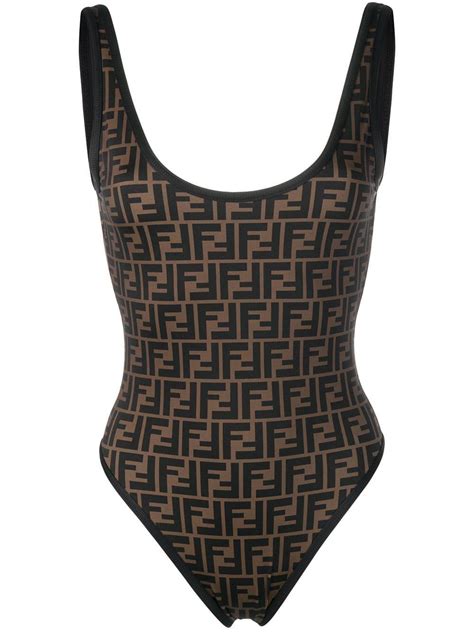 fendi one piece swimsuit brown|Fendi bikini brown.